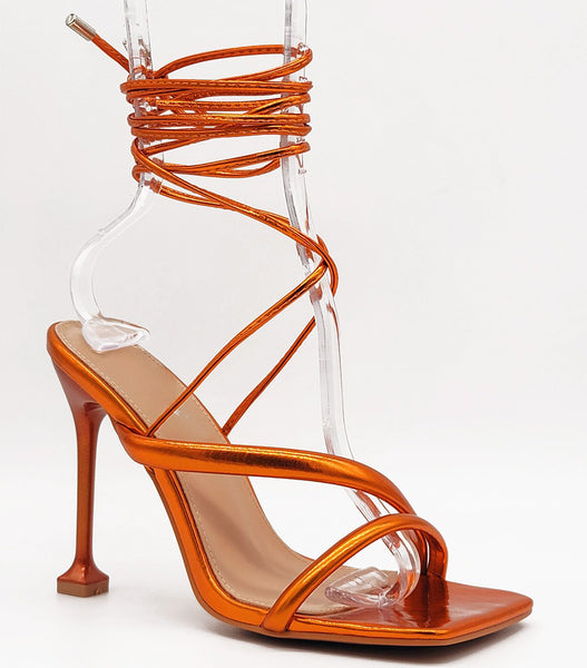MARTHA METALLIC HEELS-ORANGE