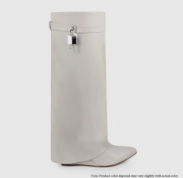 MUTTO WEDGE BOOTS-BONE