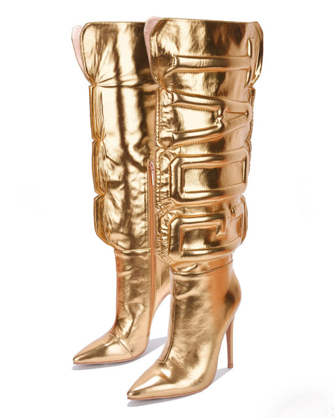 GOAT KNEE HIGHT BOOTS-GOLD