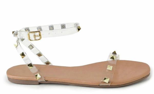 SAHURE CLEAR STUDDED SANDAL'S-NUDE