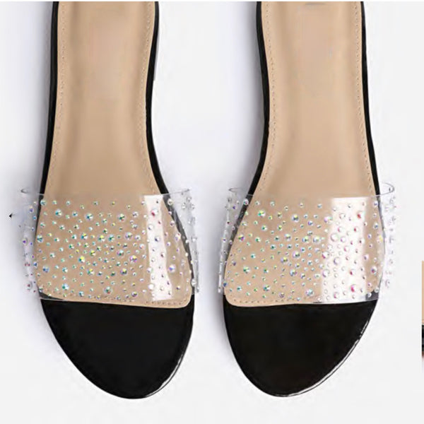 STUNNING DIAMANTÉ SLIDES-BLACK