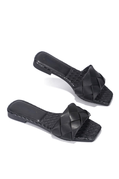 DEJA WOVEN SLIDE-BLACK