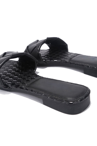 DEJA WOVEN SLIDE-BLACK
