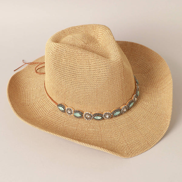 Durango Cowboy Hat with Jeweled Belt: BLACK / ONE SIZE