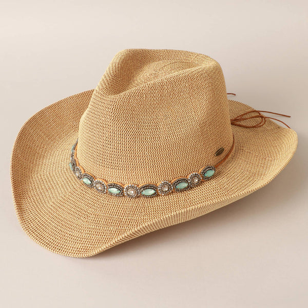 Durango Cowboy Hat with Jeweled Belt: PINK / ONE SIZE