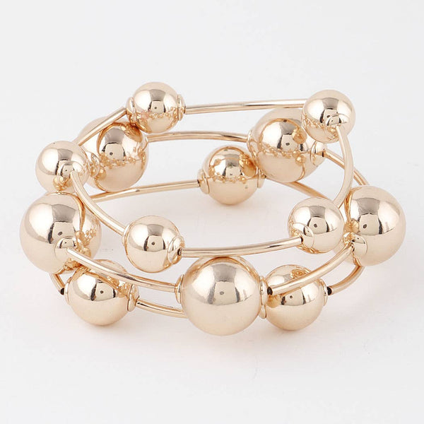 Triple Beaded Bracelet-Gold