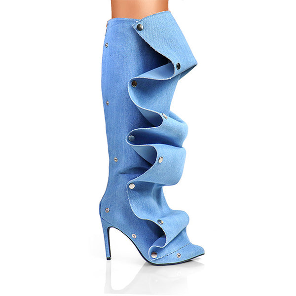 MAGE DRAPED BOOTS-DENIM