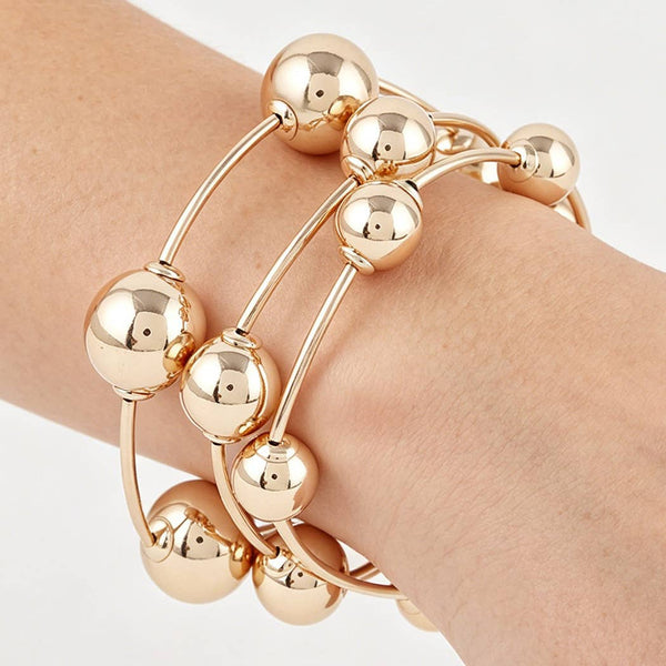 Triple Beaded Bracelet-Silver