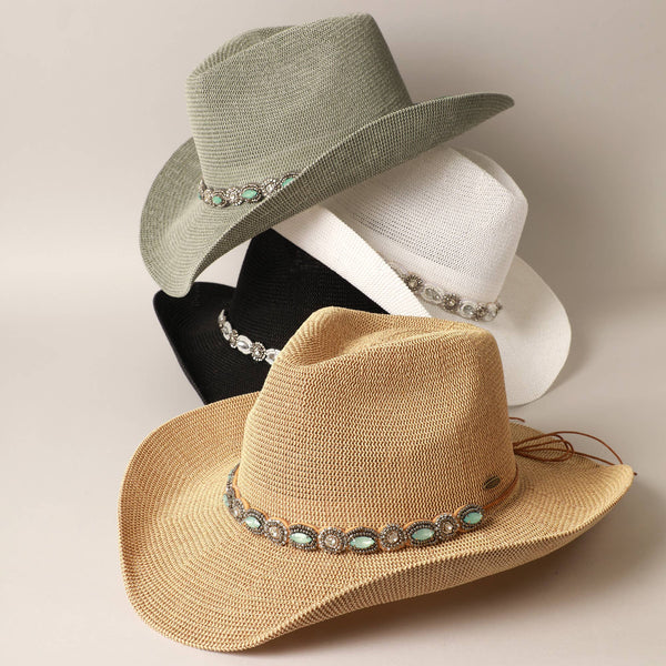 Durango Cowboy Hat with Jeweled Belt: PINK / ONE SIZE