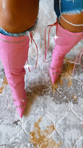 BEXIE KNEE HIGH BOOTS-PINK