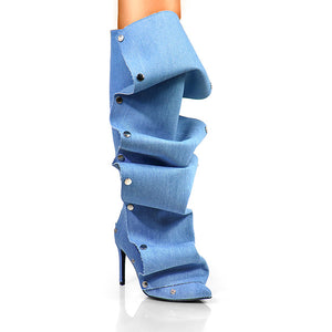 MAGE DRAPED BOOTS-DENIM