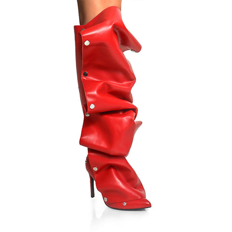 MAGE DRAPED BOOTS-RED