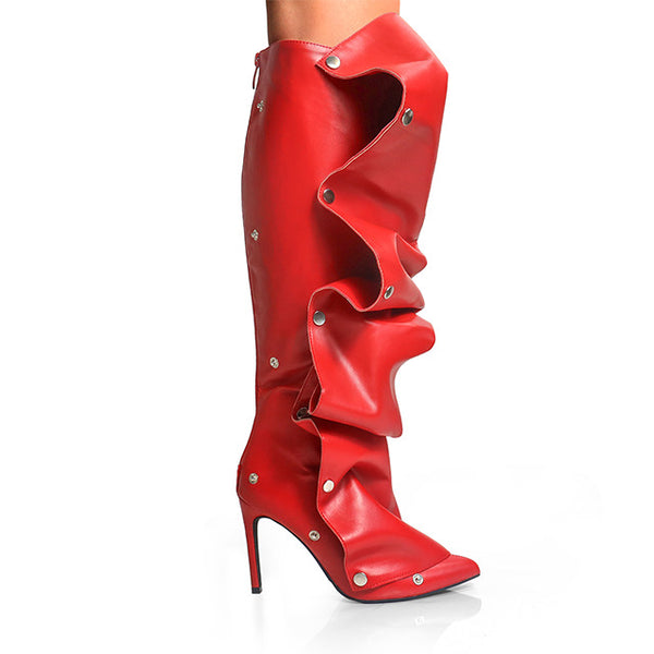 MAGE DRAPED BOOTS-RED