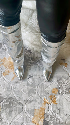 MUTTO WEDGE BOOTS-SILVER METALLIC