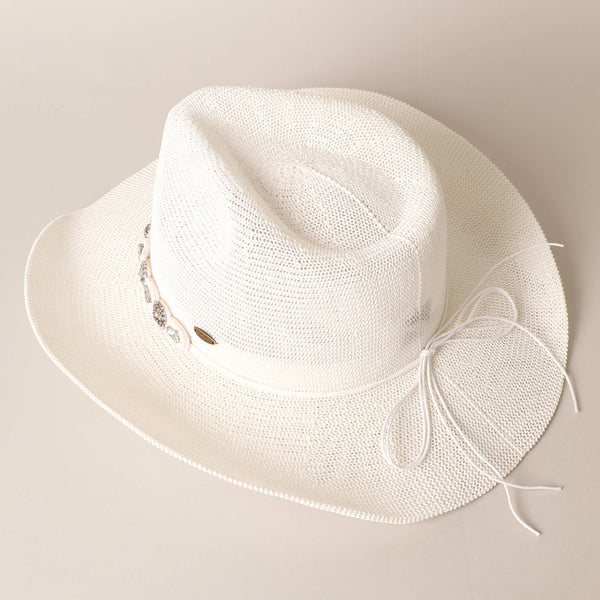 Durango Cowboy Hat with Jeweled Belt: NATURAL / ONE SIZE