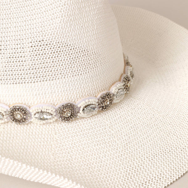 Durango Cowboy Hat with Jeweled Belt: NATURAL / ONE SIZE