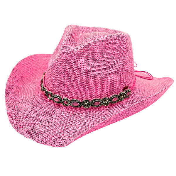 Durango Cowboy Hat with Jeweled Belt: PINK / ONE SIZE
