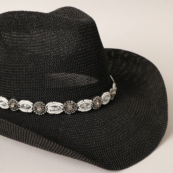 Durango Cowboy Hat with Jeweled Belt: NATURAL / ONE SIZE