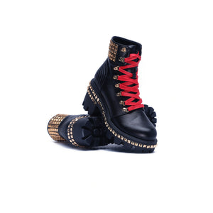 NIA GOLD STUDDED COMBAT BOOTS