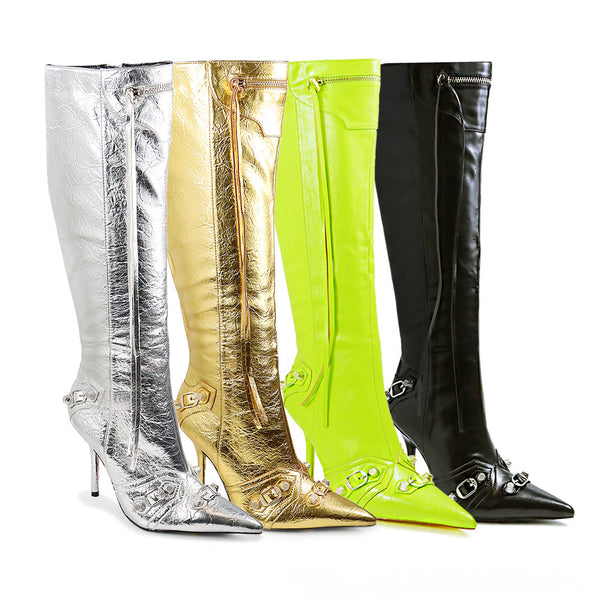 BEXIE KNEE HIGH BOOTS-GOLD
