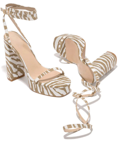 AYMEE ZEBRA PLATFORM HEELS