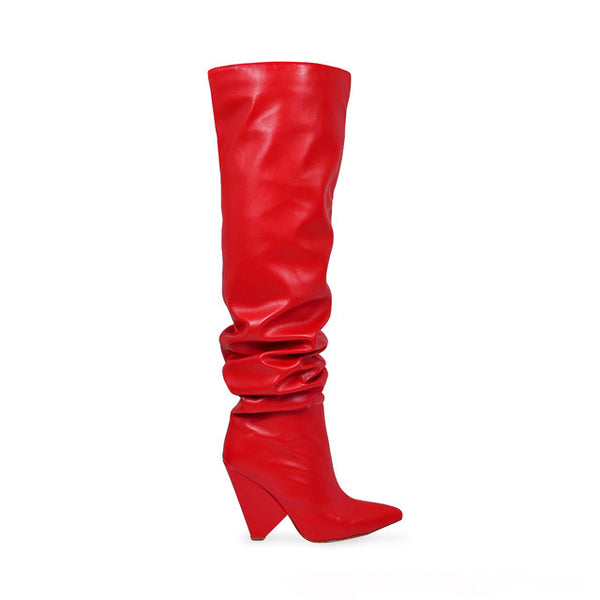 NANO OVER THE KNEE BOOTS-RED