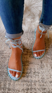 EVOLVE EMBELLISHED SANDALS-BLUE