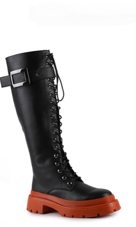 COZUMEL LACE UP BOOTS-BLACK PU/W-ORANGE SOLE- “PLEASE READ  display picture 1