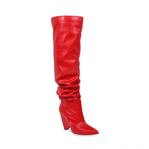NANO OVER THE KNEE BOOTS-RED