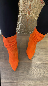 LIANA RUCHED ANKLE BOOTS-ORANGE