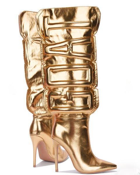 GOAT KNEE HIGHT BOOTS-GOLD