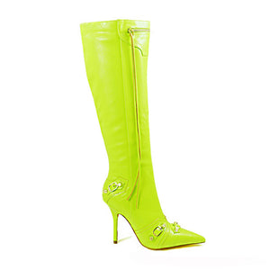BEXIE KNEE HIGH BOOTS-LIME