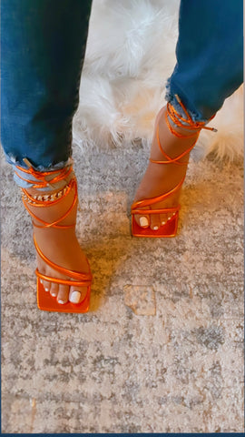 MARTHA METALLIC HEELS-ORANGE