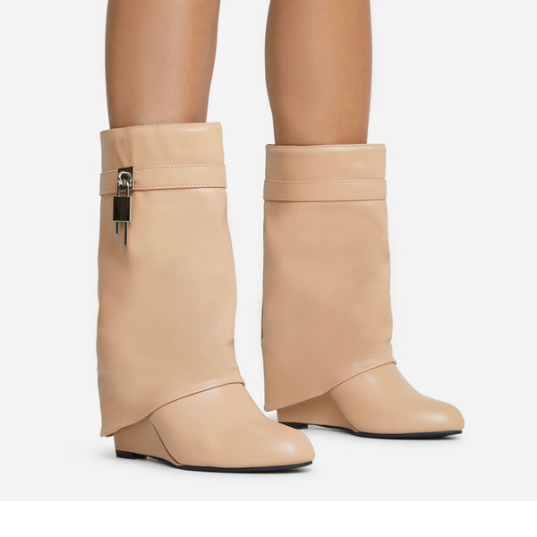 MAKING IT BIG ANKLE BOOTS W/LOCK-NUDE