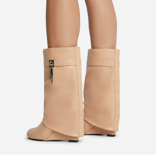MAKING IT BIG ANKLE BOOTS W/LOCK-NUDE