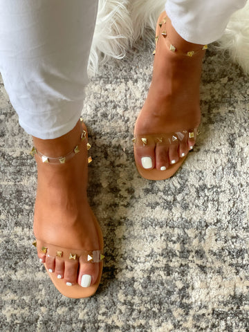 SAHURE CLEAR STUDDED SANDAL'S-NUDE