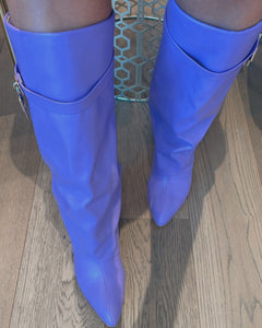 MUTTO WEDGE KNEE HIGH BOOTS-LAVENDER